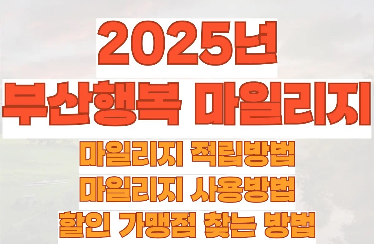 2025년 부산 행복마일리지 가맹점 사용방법 적립방법 총정리