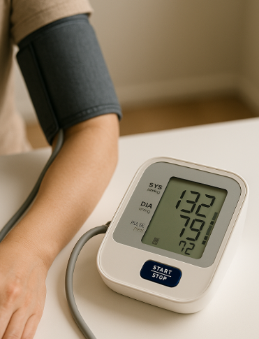 혈압을 재고 있는 사진