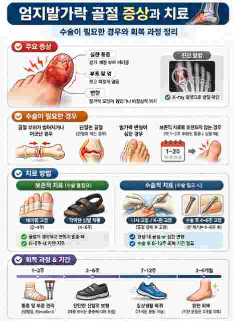Big toe fracture symptoms and treatment when surgery is needed and the recovery process is organized