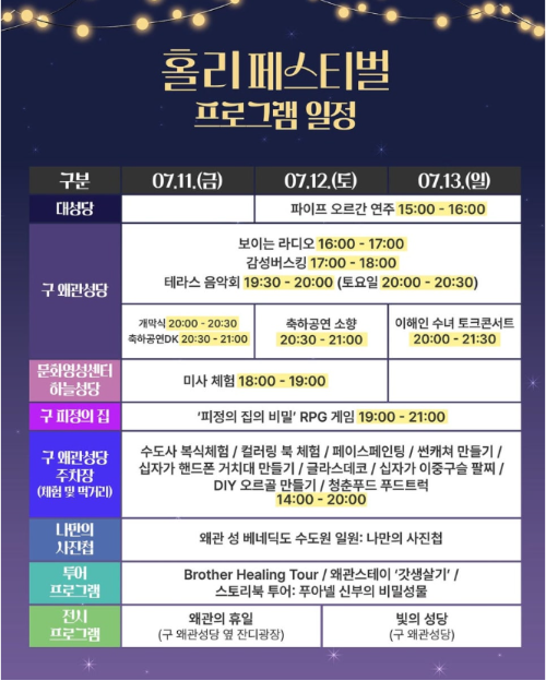 왜관 성베네딕도 수도원 홀리페스티벌 2025 일정 및 프로그램