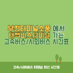 부천터미널소풍에서 태백버스터미널 가는 시외버스 시간표 최신정보