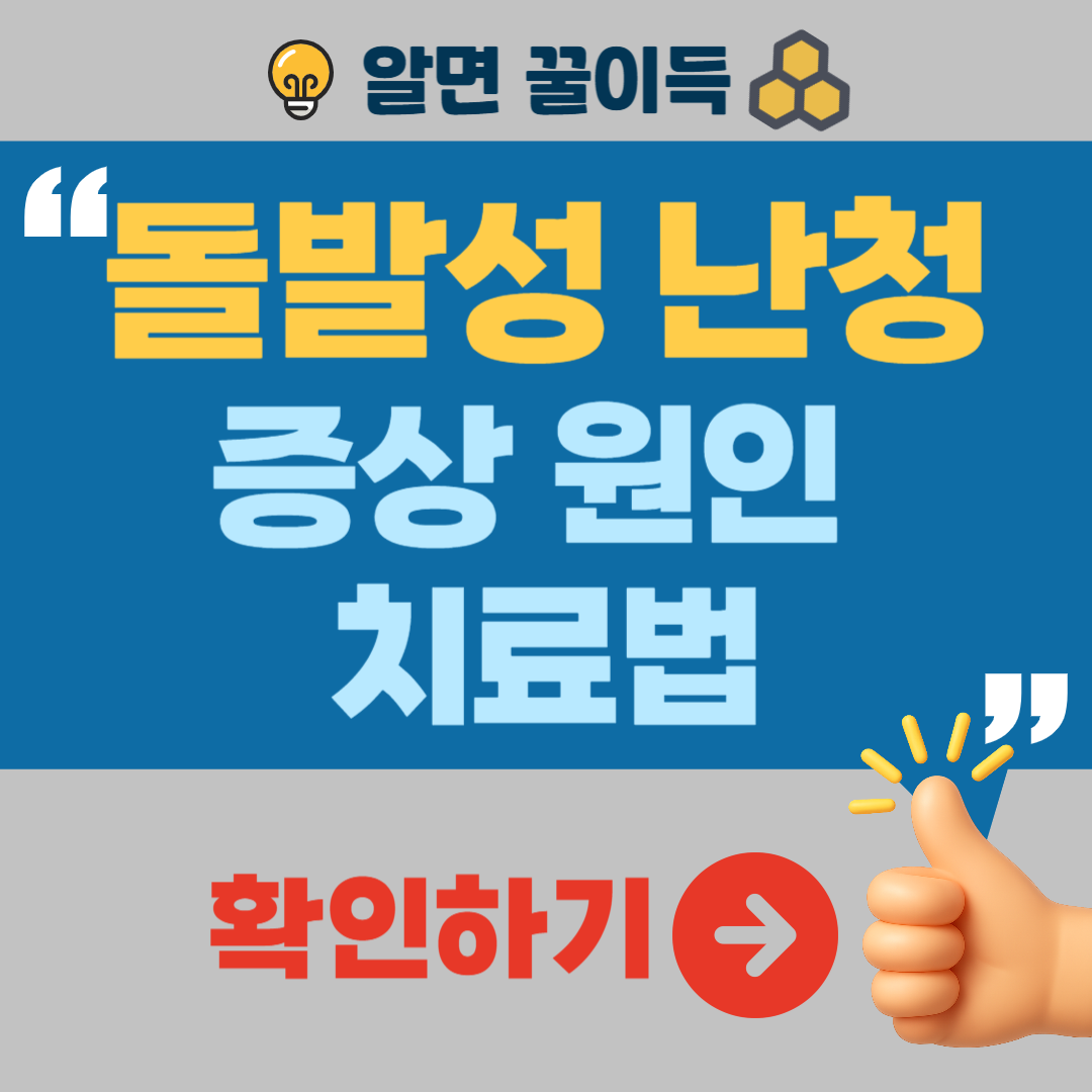 돌발성 난청 증상 원인 치료법 병원
