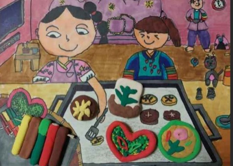 미술학원 4달 후 딸이 그린 그림