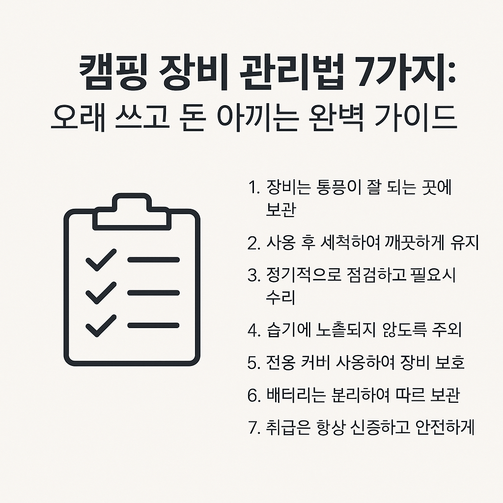 캠핑 장비 관리법 7가지 오래 쓰고 돈 아끼는 완벽 가이드