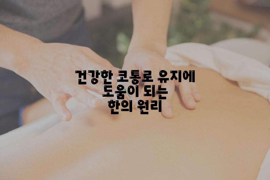 건강한 코통로 유지에 도움이 되는 한의 원리