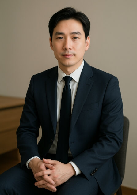 정장을 입고 의자에 앉아있는 남자