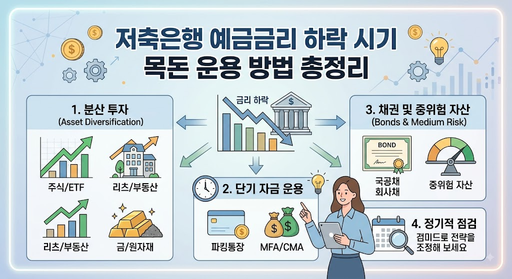 저축은행 예금금리 하락 시기 목돈 운용 방법 총정리
