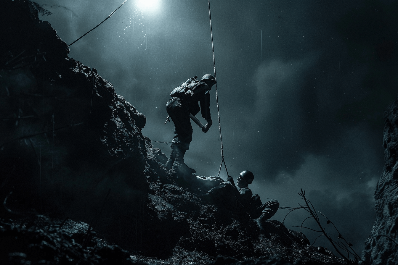 밧줄로-부상-당한-병사를-구하는-전쟁-영웅