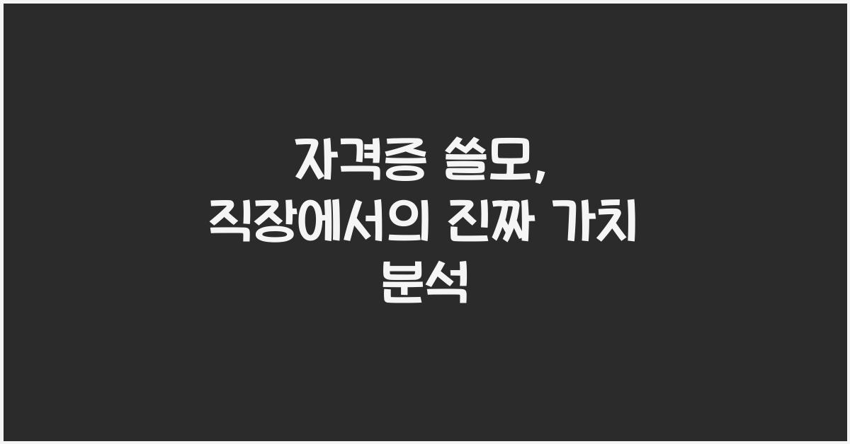 자격증 쓸모
