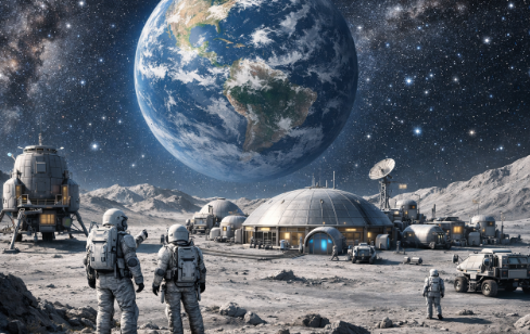 달 탐사와 미래 기지에 관한 상상 이미지