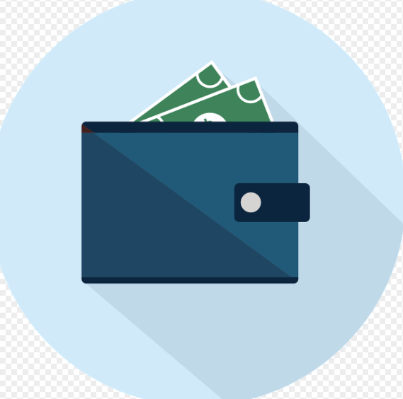 돈이 살짝 보이는 지갑그림