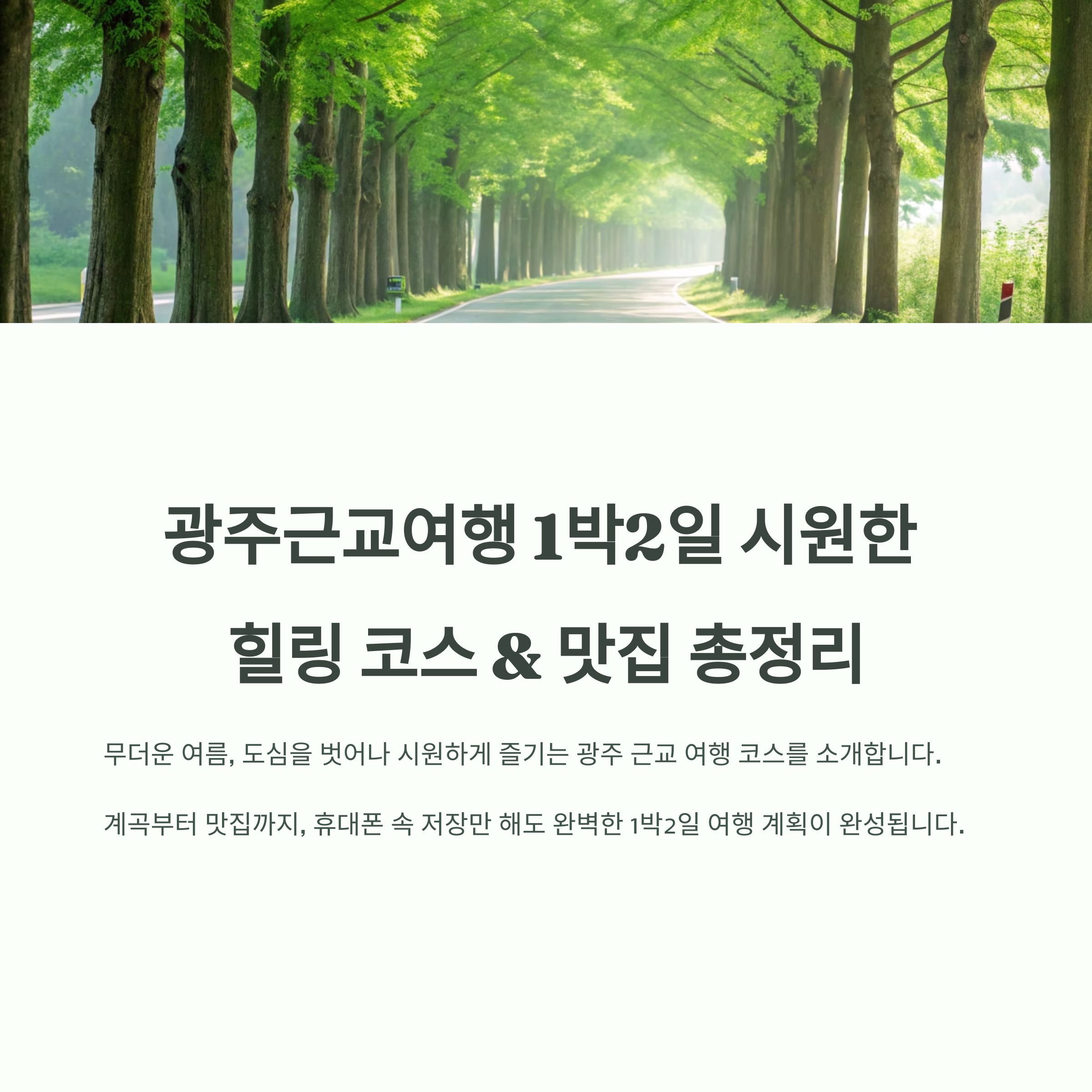 광주근교여행 1박2일 시원하게 즐길 수 있는 곳과 맛집탐방 추천