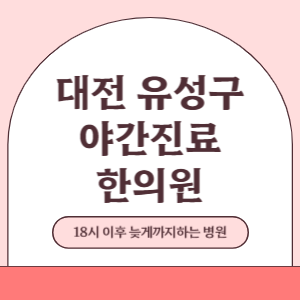 대전 유성구 야간진료 한의원 병원 (18시 이후 늦게까지하는 병원)