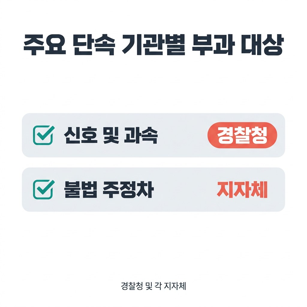 자동차 과태료 조회 주요 단속 기관별 부과 대상