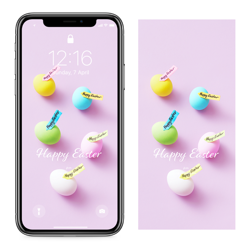02 파스텔톤 계란과 부활절 라벨 C - Happy Easter 부활절계란배경화면