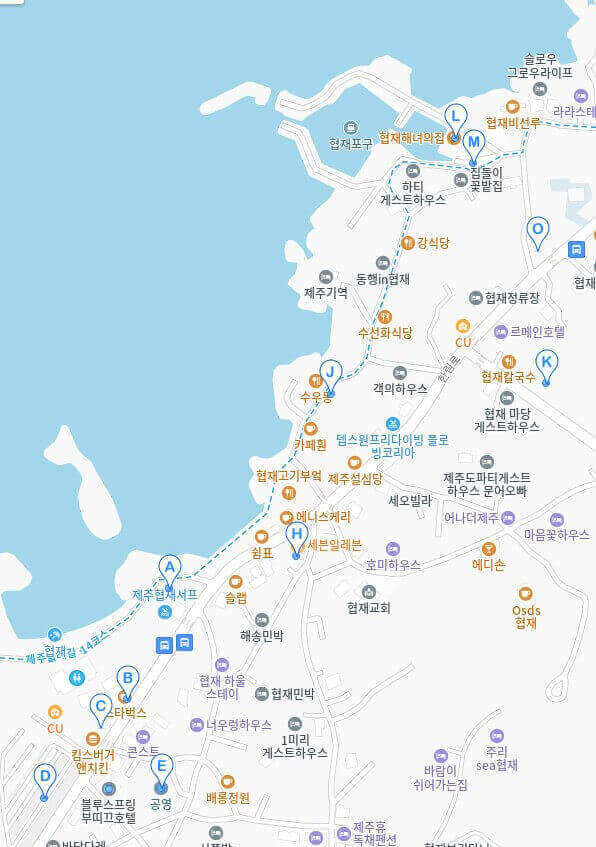 협재 해수욕장 주변 주차장