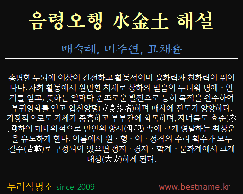 음령오행-수금토-해설