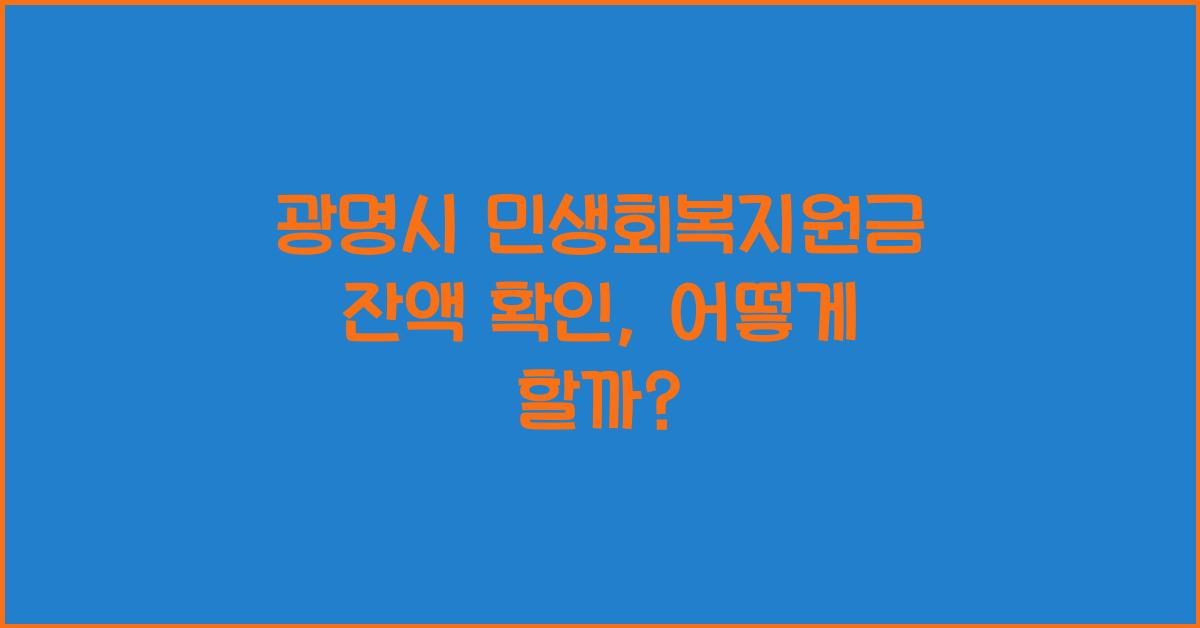 광명시 민생회복지원금 잔액 확인