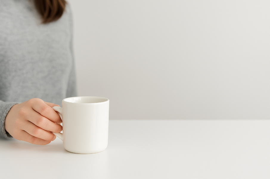 커피를 내려놓는 여성의 일러스트