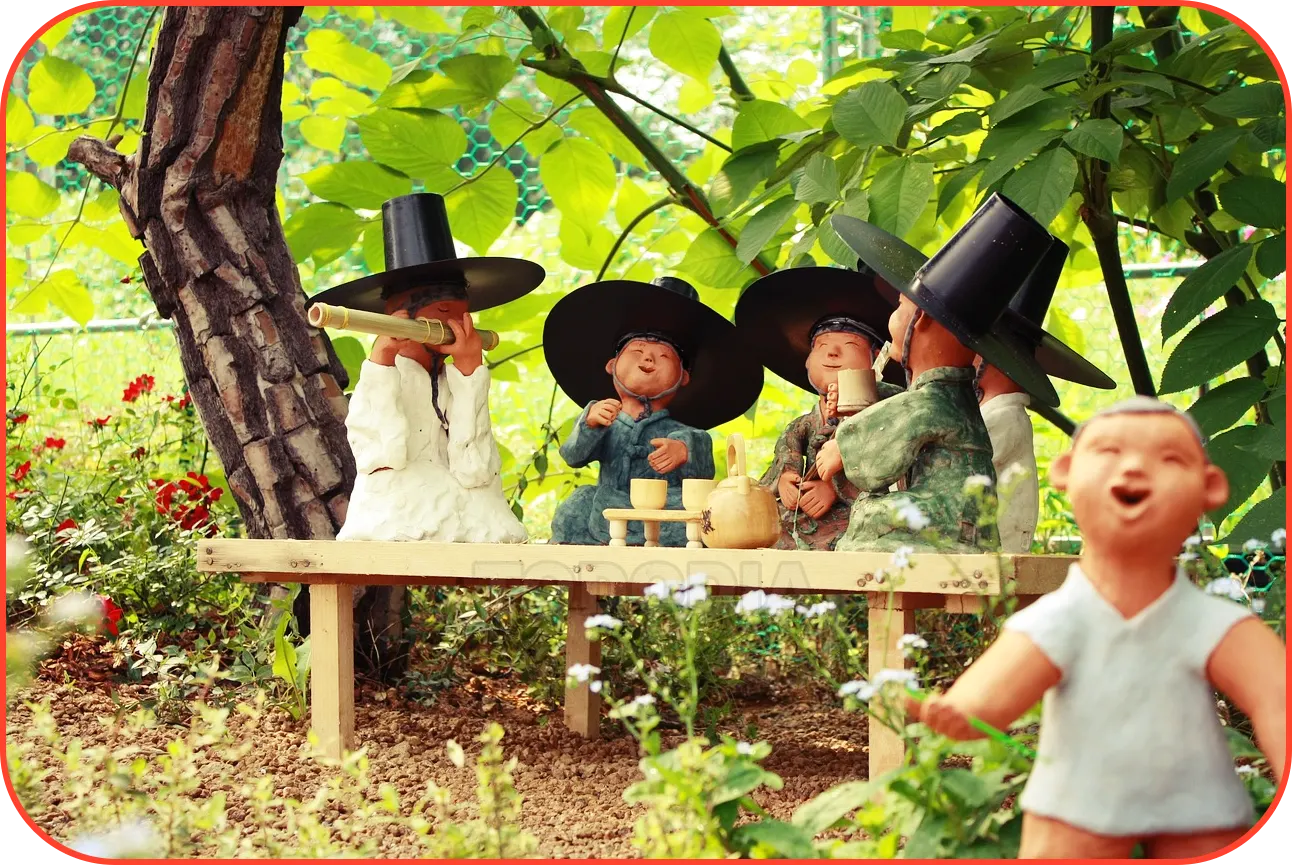 한국의 명절 선비들이 술먹는 모습