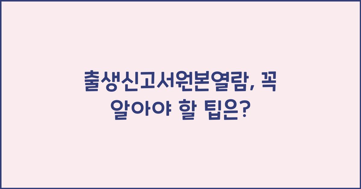 출생신고서원본열람