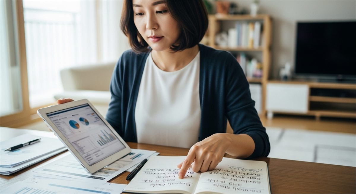 기준일과 지급일을 비교하는 투자자의 모습
