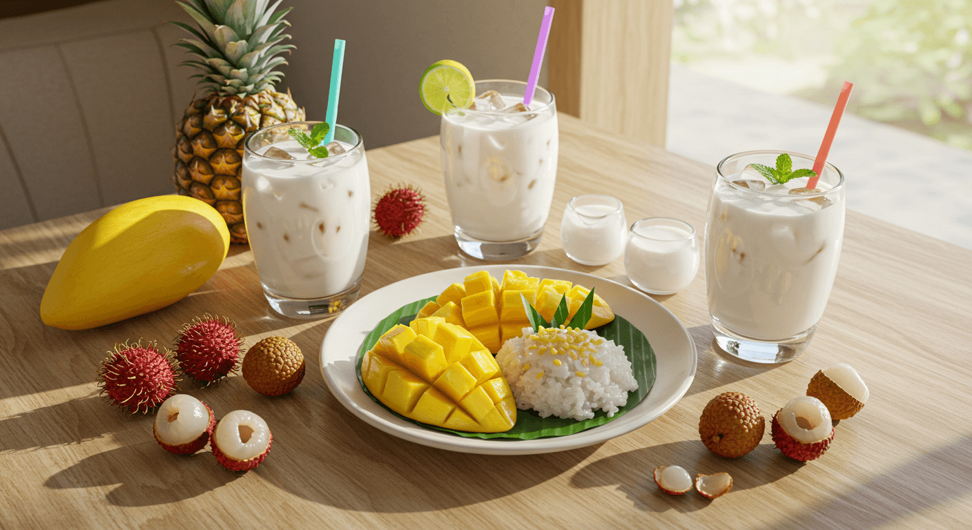 망고밥, 태국 망고밥, 타이 디저트, 찹쌀 망고밥 레시피, 코코넛밀크 디저트, 망고 디저트 만들기, 망고밥 코코넛소스