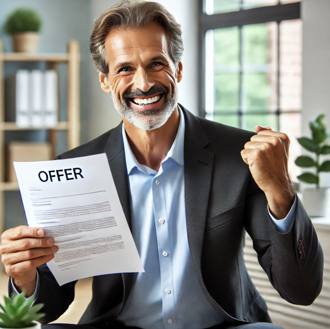 50대 남성의 재취업 성공하는 모습의 사진