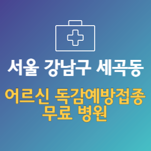 서울 강남구 세곡동 노인 독감예방접종 무료 병원