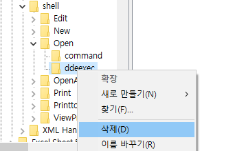 ddeexec 삭제