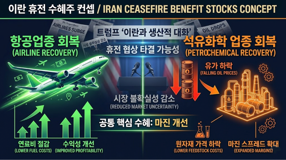 이란 종전 수혜주 항공 대한항공 석유화학 LG화학 소비재 오늘 반등
