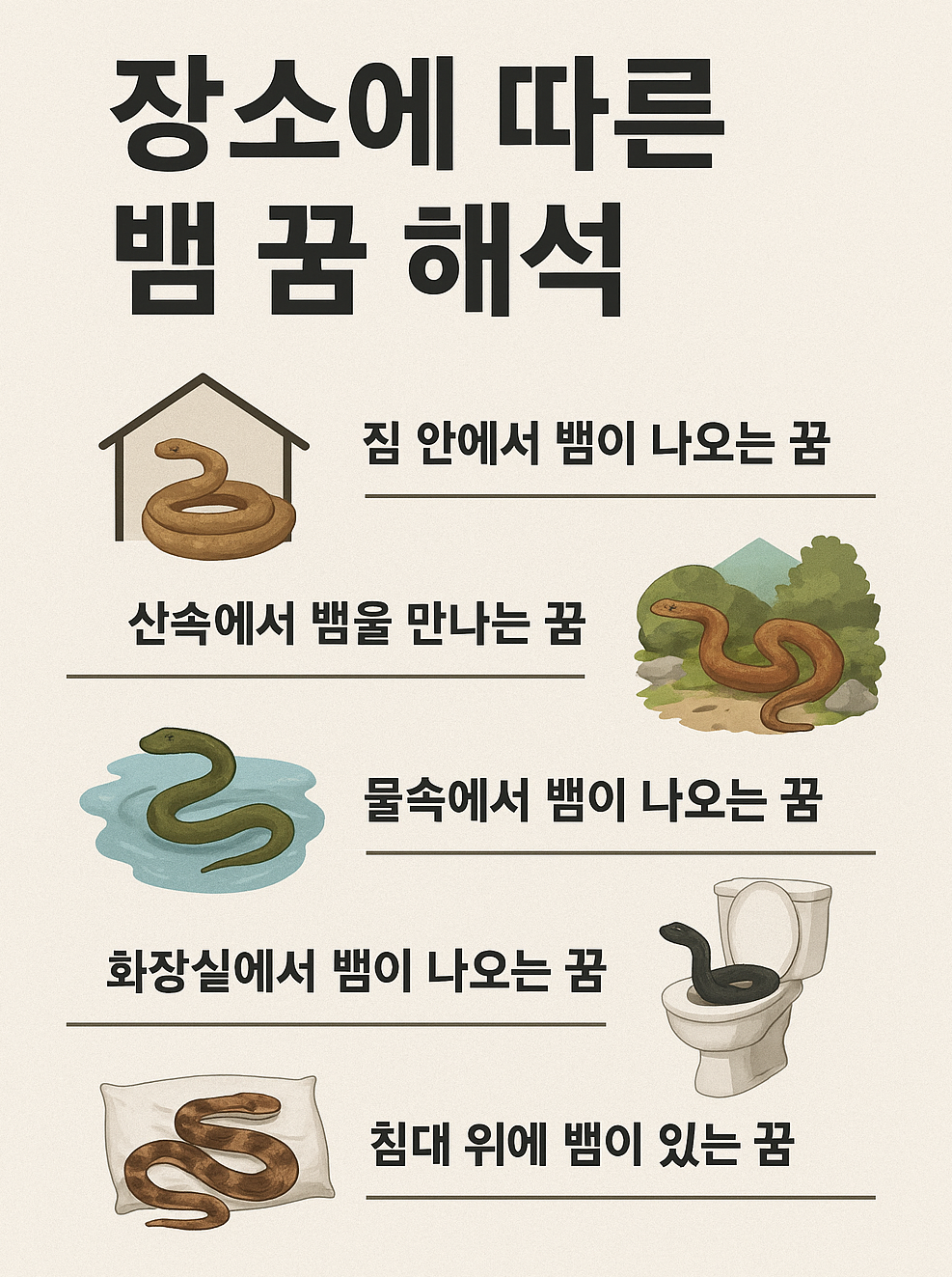 장소에 따른 뱀 꿈해몽