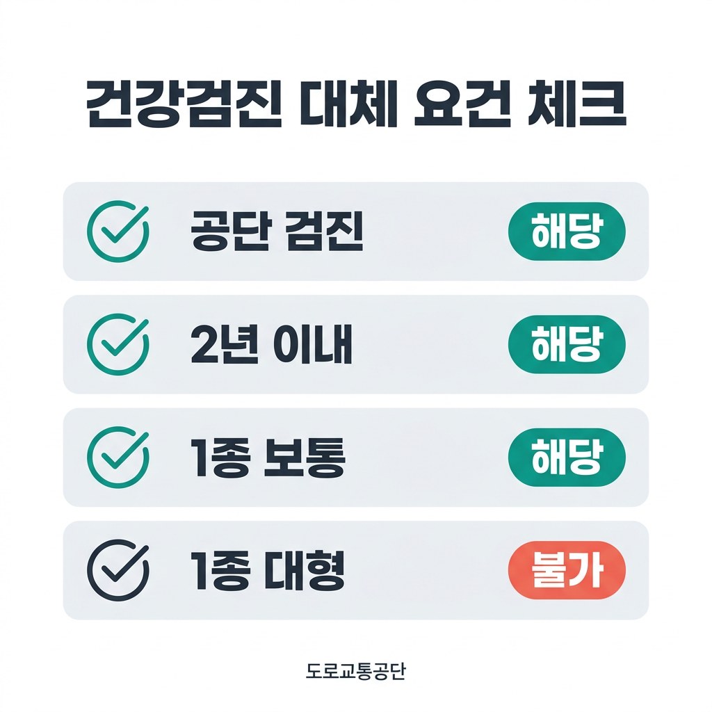 1종 면허 갱신 건강검진 대체 요건 체크