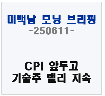 《미백남》 6월 11일 모닝 브리핑 &ndash; CPI 앞두고 기술주 랠리 지속