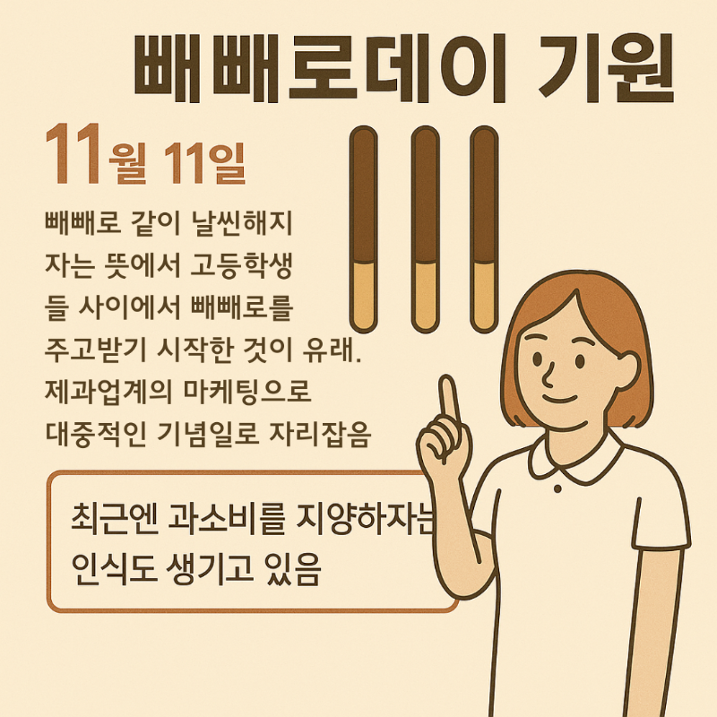 빼빼로데이의 기원을 소개하는 이미지