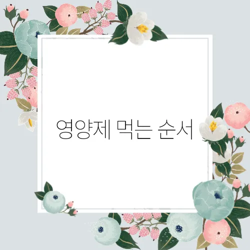 영양제 먹는 순서