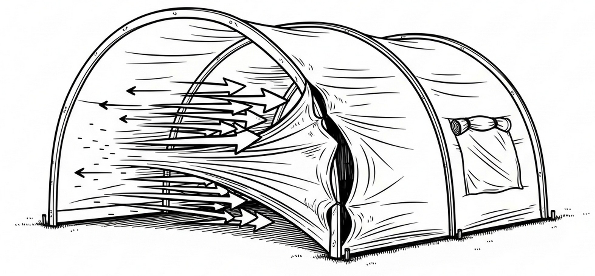 터널텐트 측면 바람 영향