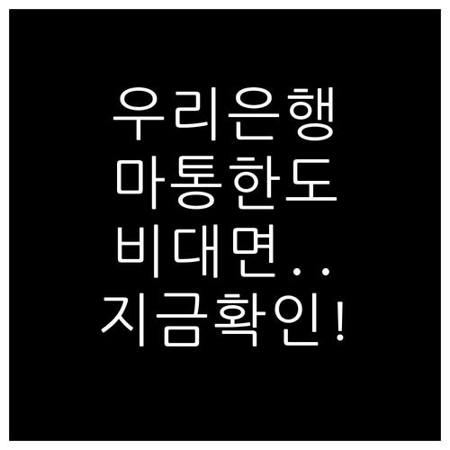 우리은행 마이너스통장 한도 조회 및 ..