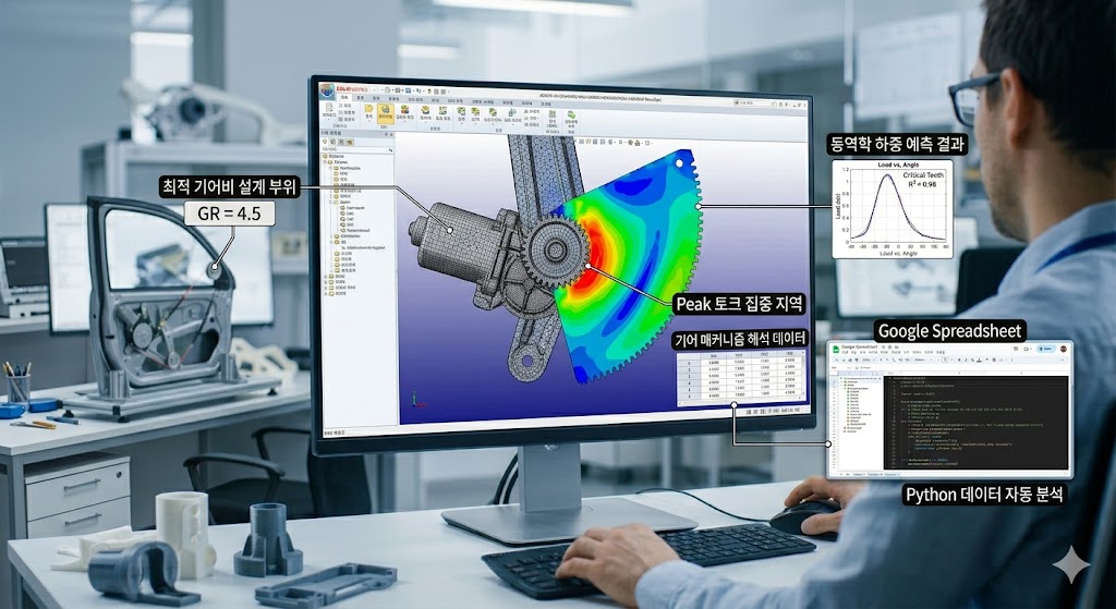 윈도우 레귤레이터 기어 메커니즘의 동역학 해석 및 최적 기어비 설계