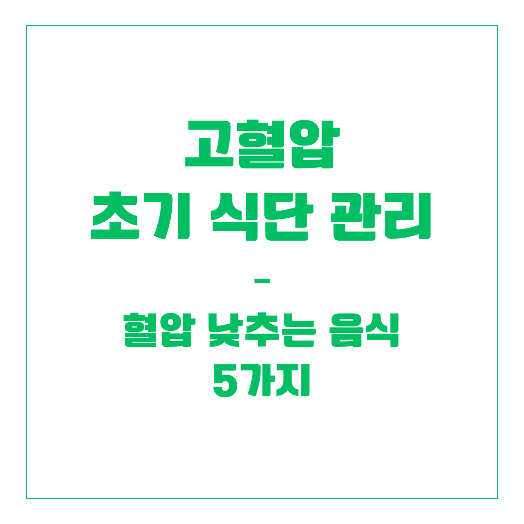 고혈압 초기 식단 관리 – 혈압 낮추는 음식 5가지
