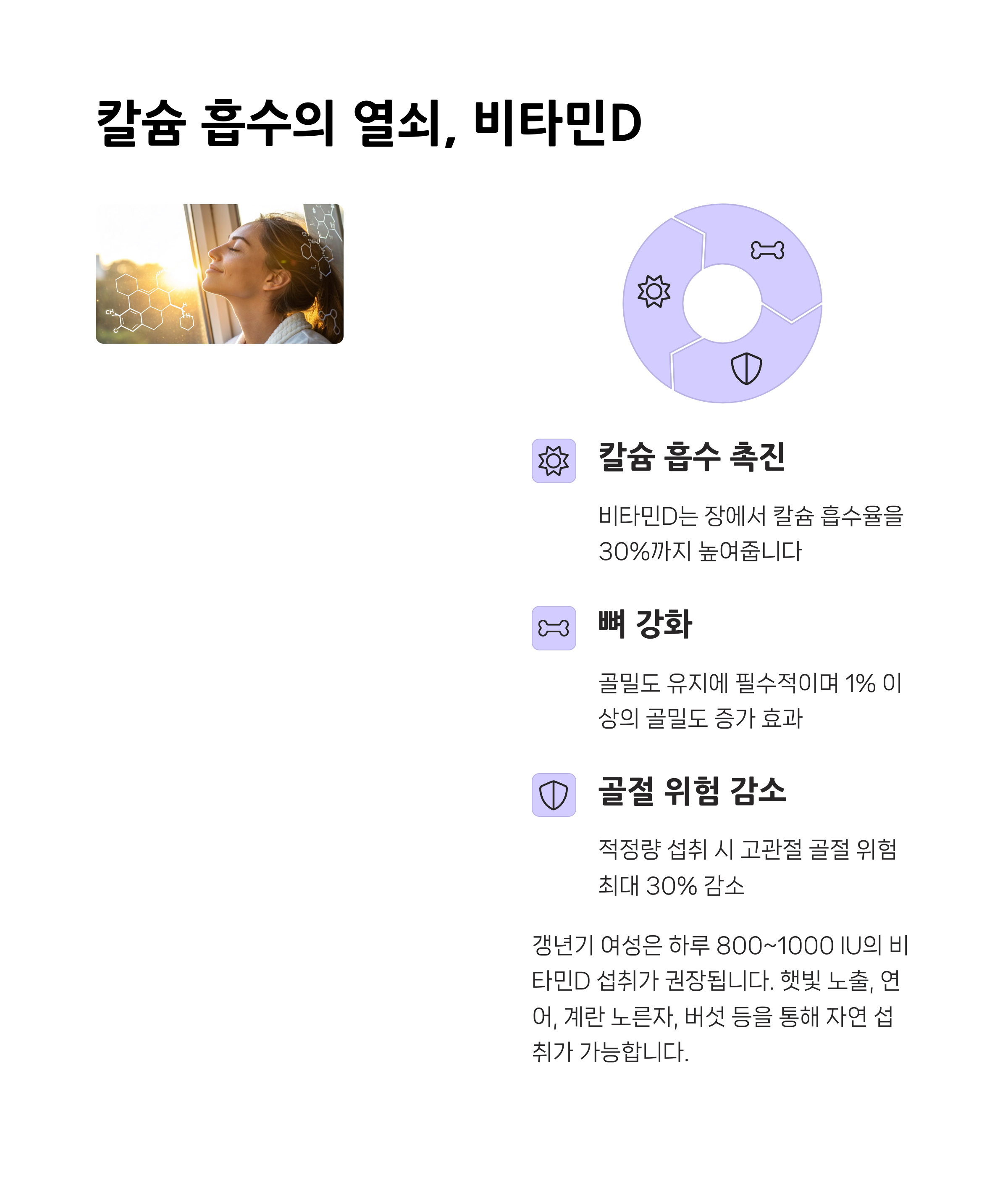 비타민D의 역할과 칼슘 흡수 촉진 효과 설명, 뼈 강화 및 골절 위험 감소에 기여