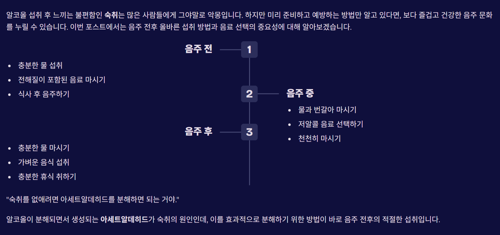 숙취 예방 전략
