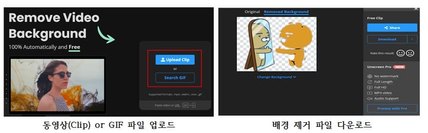 누끼 따는 사이트 <언스크린> 예시 이미지