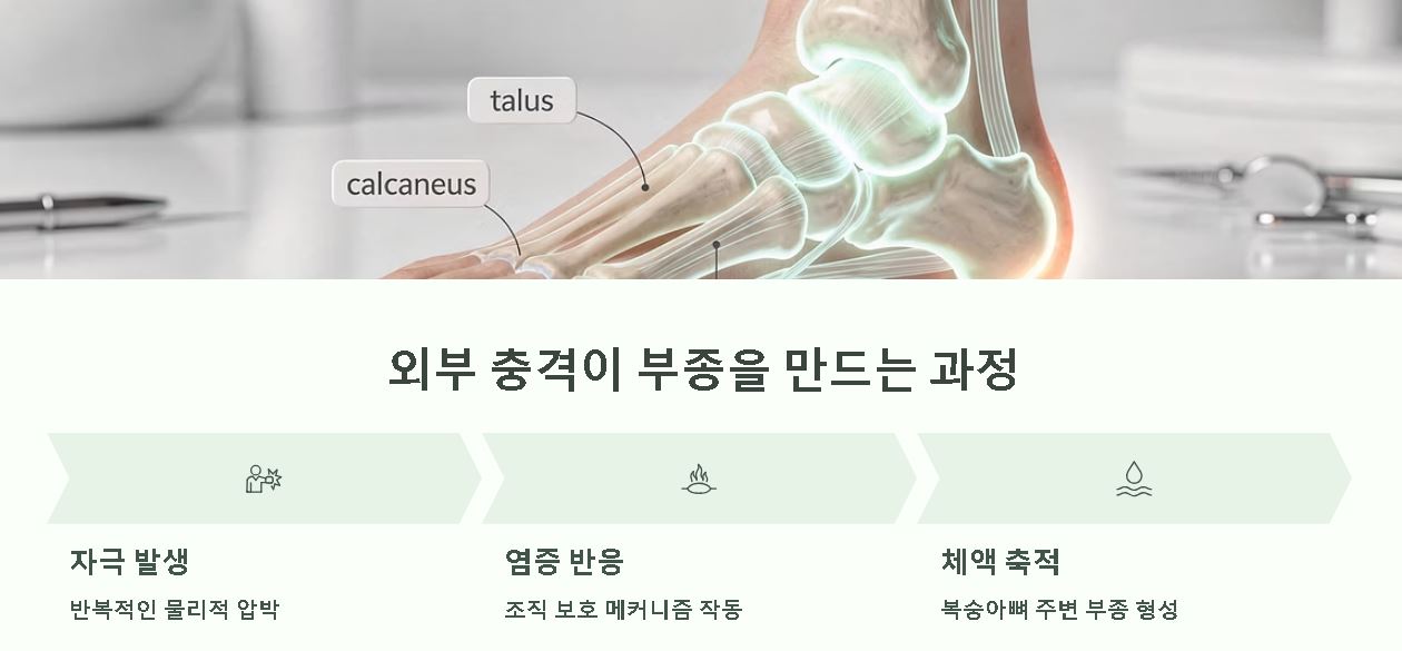 복숭아뼈 주위가 부어요