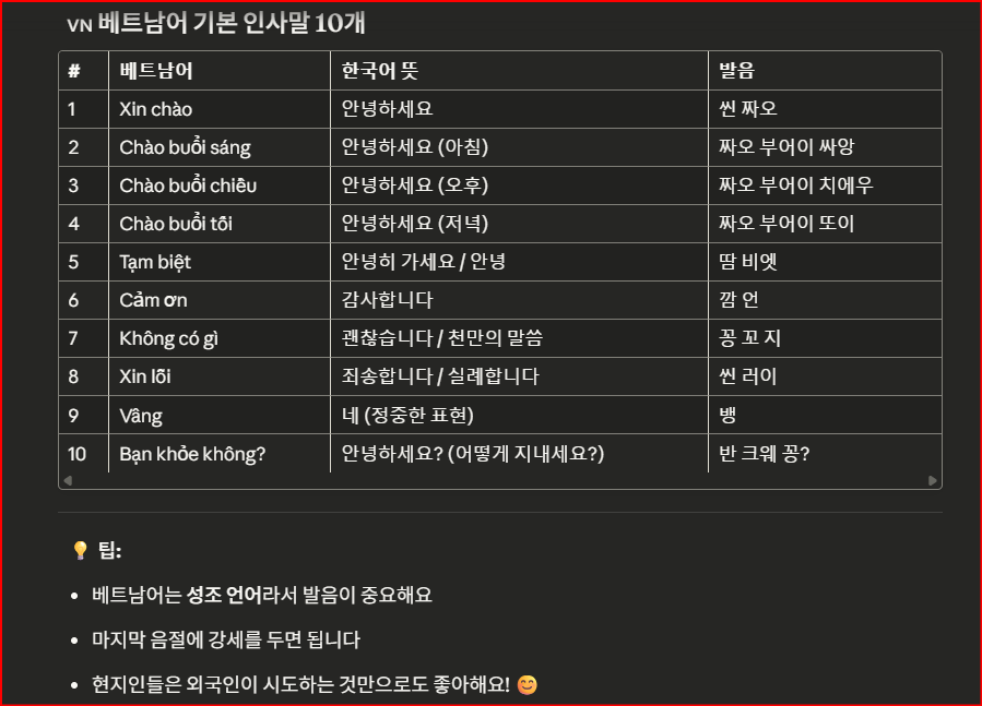 VN 베트남어 기본 인사말 10개: Xin chào(안녕하세요), Tạm biệt(안녕히 가세요),
Cảm ơn(감사합니다) 등 일상에서 자주 사용하는 베트남어 인사말과 발음 가이드