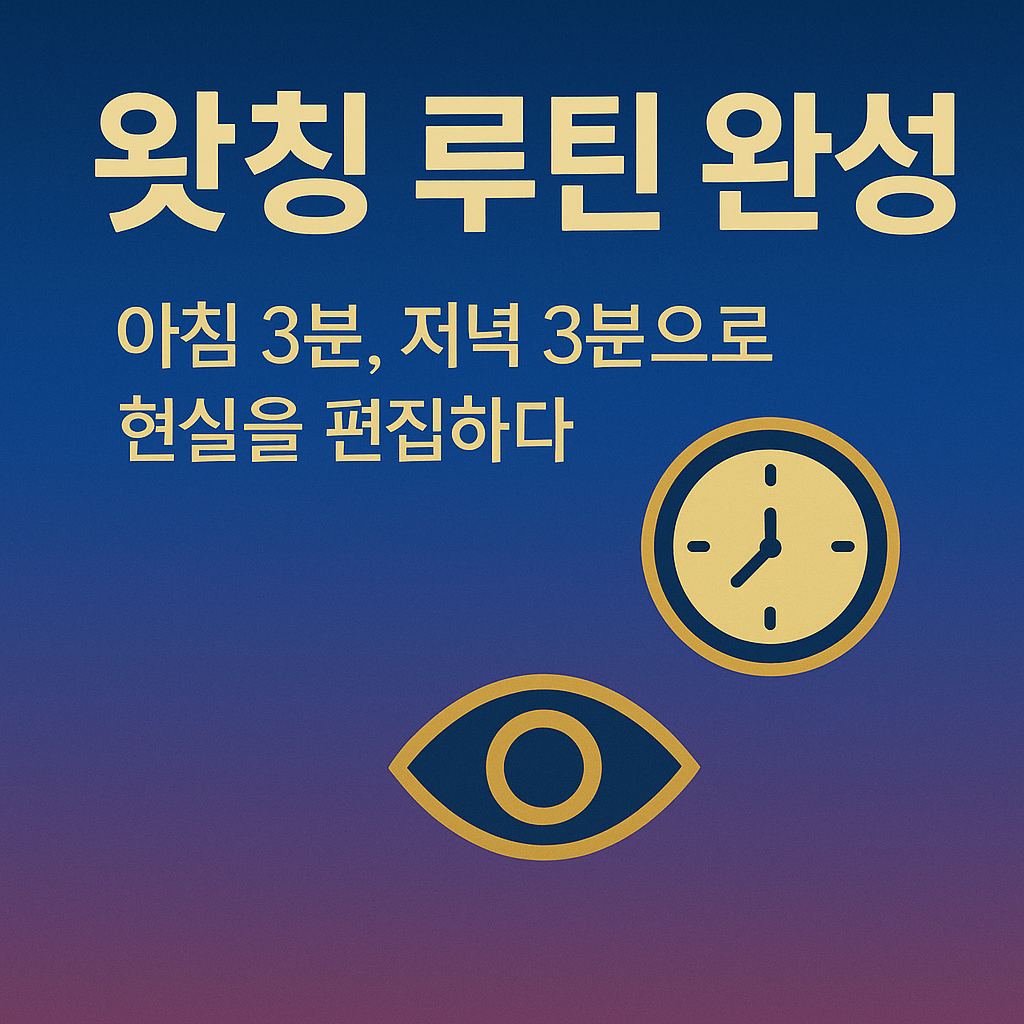 &quot;왓칭 루틴 완성 – 아침 3분, 저녁 3분으로 현실을 편집하는 블로그 썸네일 이미지&quot;