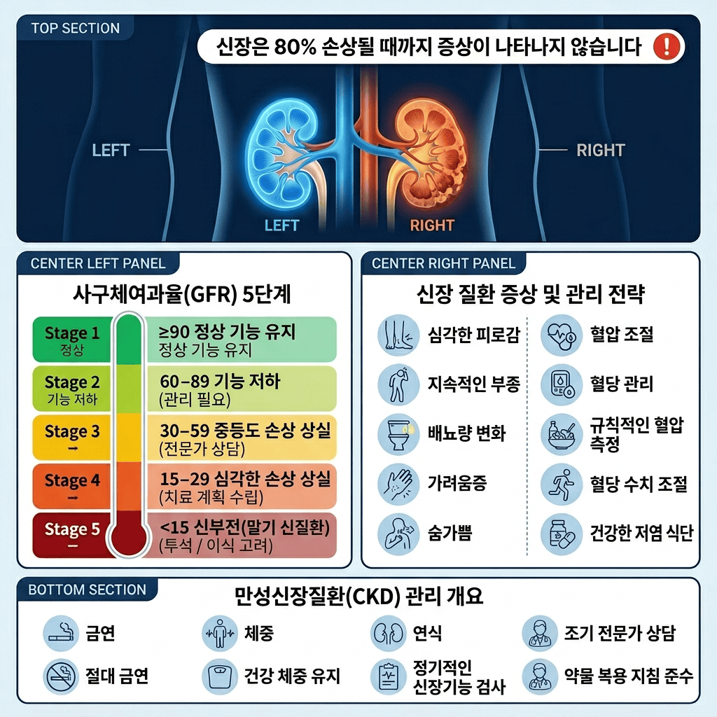 콩팥 건강 신호, 사구체여과율·만성콩팥병·신장투석까지