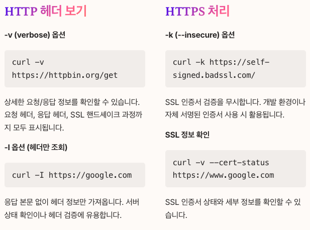 curl HTTP/HTTPS 요청 방법 정리 이미지