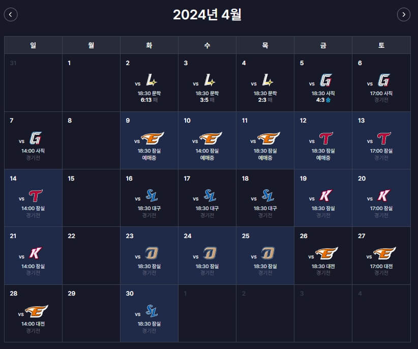 2024 프로야구 두산베어스 시즌 정보