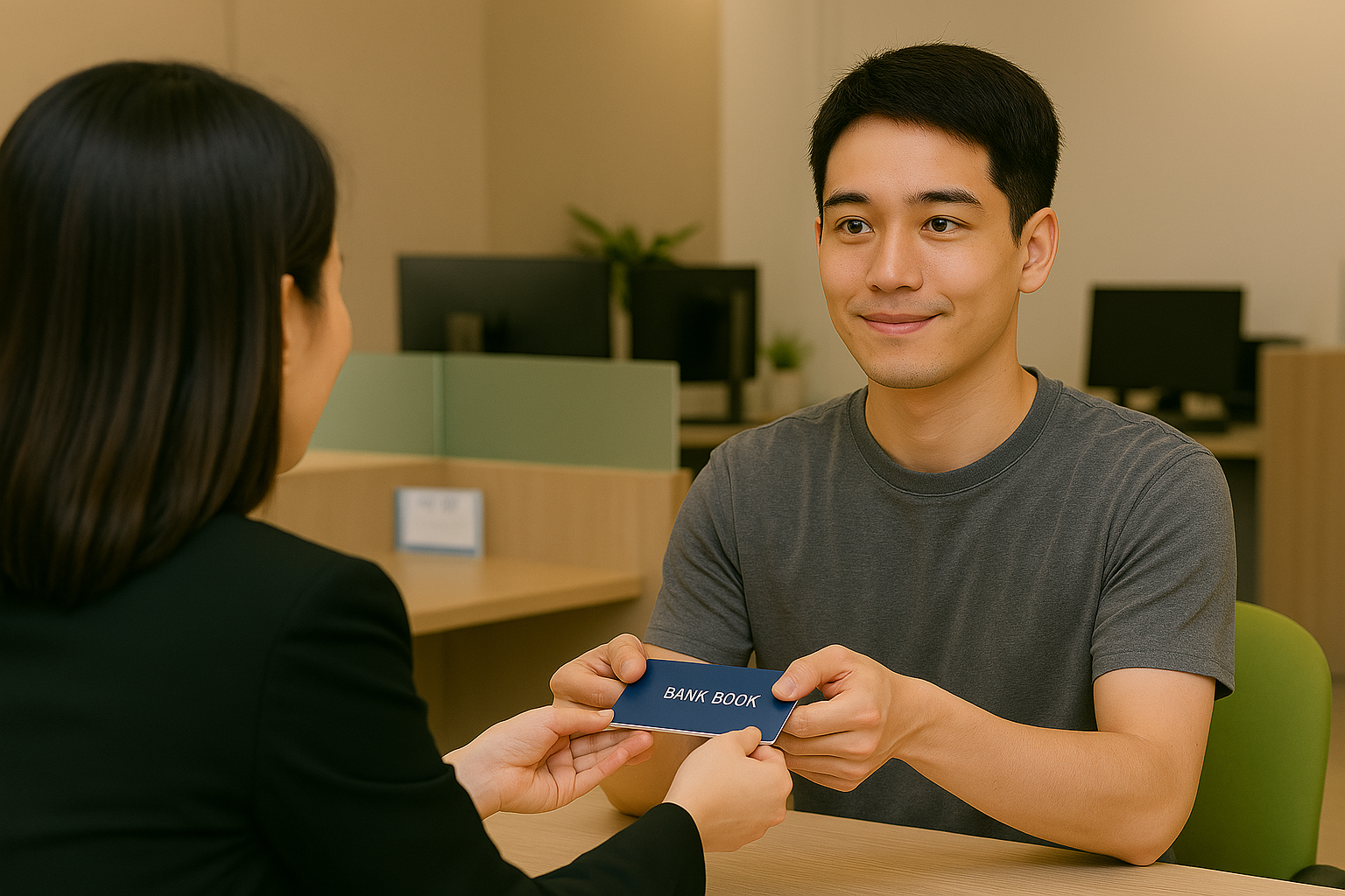 회천중앙역 로제비앙 그랜드센텀 청약을 위해 생애최초 특별공급 대상 청년이 청년주택드림청약통장을 발급받는 모습